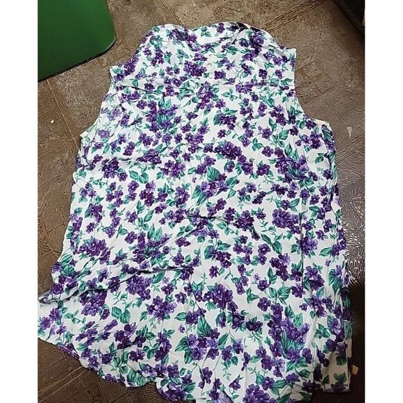 Separate Issue Buttondown Sleeveless Blouse 18W Pocket Back Yoke Shirtail Violet - Picture 8 of 9